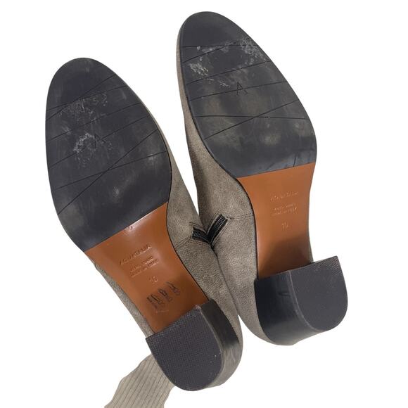 Aquatalia Suede Heeled Zip Ankle Boots Taupe Made in Italy Size US 10 - Picture 11 of 13